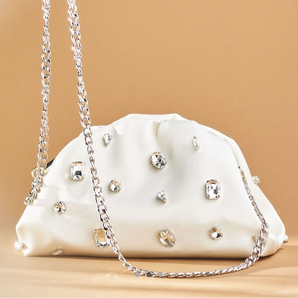 Anthropologie Frankie Mini Rhinestone Clutch in White - Picture 1 of 2